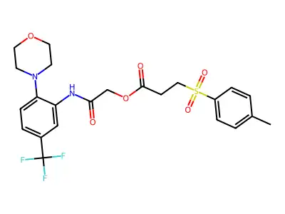 [2-[2-morpholin-4-yl-5-(trifluoromethyl)anilino]-2-oxoethyl] 3-(4-methylphenyl)sulfonylpropanoate structure