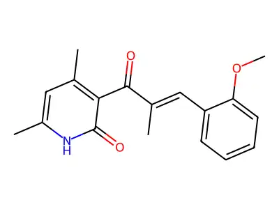 3-[3-(2-methoxyphenyl)-2-methylacryloyl]-4,6-dimethyl-2(1H)-pyridinone structure