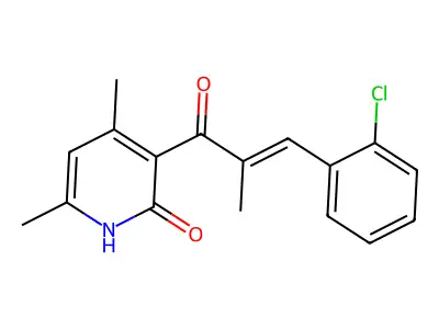 3-[(E)-3-(2-chlorophenyl)-2-methylprop-2-enoyl]-4,6-dimethyl-1H-pyridin-2-one structure