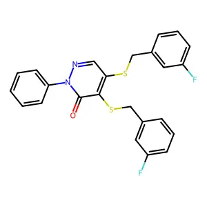 4,5-Bis((3-fluorobenzyl)thio)-2-phenyl-3(2H)-pyridazinone structure