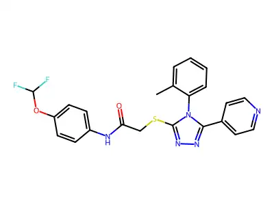 N-[4-(difluoromethoxy)phenyl]-2-[[4-(2-methylphenyl)-5-pyridin-4-yl-1,2,4-triazol-3-yl]sulfanyl]acetamide structure