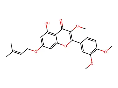 2-(3,4-Dimethoxyphenyl)-5-hydroxy-3-methoxy-7-(3-methylbut-2-enoxy)chromen-4-one structure