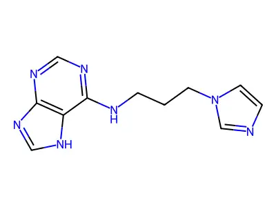 N-(3-imidazol-1-ylpropyl)-7H-purin-6-amine structure