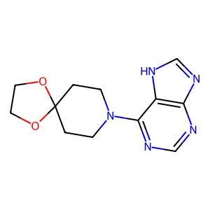 8-(7H-purin-6-yl)-1,4-dioxa-8-azaspiro[4.5]decane structure