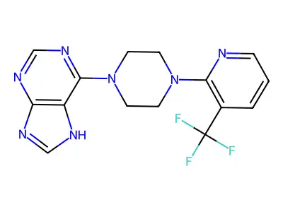 6-(4-(3-(trifluoromethyl)pyridin-2-yl)piperazin-1-yl)-9H-purine structure