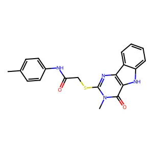 2-({3-methyl-4-oxo-3H,4H,5H-pyrimido[5,4-b]indol-2-yl}sulfanyl)-N-(4-methylphenyl)acetamide structure