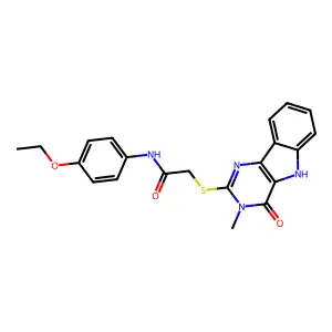 N-(4-ethoxyphenyl)-2-({3-methyl-4-oxo-3H,4H,5H-pyrimido[5,4-b]indol-2-yl}sulfanyl)acetamide structure