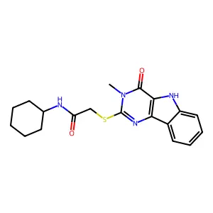 N-cyclohexyl-2-({3-methyl-4-oxo-3H,4H,5H-pyrimido[5,4-b]indol-2-yl}sulfanyl)acetamide structure