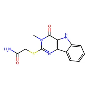 2-((3-methyl-4-oxo-4,5-dihydro-3H-pyrimido[5,4-b]indol-2-yl)thio)acetamide structure