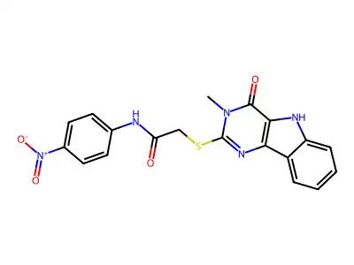 2-({3-methyl-4-oxo-3H,4H,5H-pyrimido[5,4-b]indol-2-yl}sulfanyl)-N-(4-nitrophenyl)acetamide structure