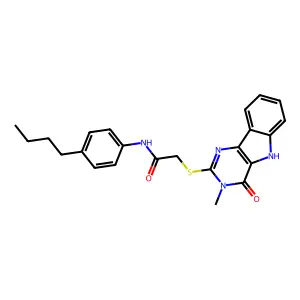 N-(4-butylphenyl)-2-({3-methyl-4-oxo-3H,4H,5H-pyrimido[5,4-b]indol-2-yl}sulfanyl)acetamide structure