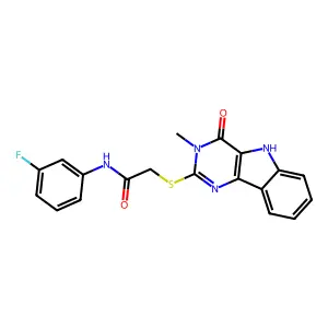 N-(3-fluorophenyl)-2-({3-methyl-4-oxo-3H,4H,5H-pyrimido[5,4-b]indol-2-yl}sulfanyl)acetamide structure
