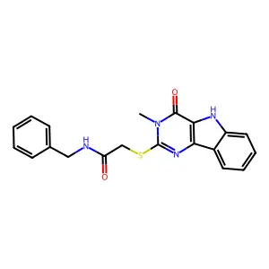 N-benzyl-2-[(3-methyl-4-oxo-5H-pyrimido[5,4-b]indol-2-yl)sulfanyl]acetamide structure