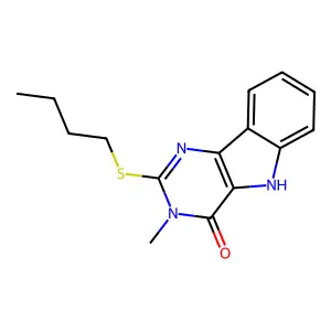 2-butylsulfanyl-3-methyl-5H-pyrimido[5,4-b]indol-4-one structure
