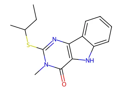 2-butan-2-ylsulfanyl-3-methyl-5H-pyrimido[5,4-b]indol-4-one structure