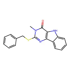 2-(benzylthio)-3-methyl-3H-pyrimido[5,4-b]indol-4(5H)-one structure