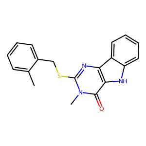 3-methyl-2-[(2-methylphenyl)methylsulfanyl]-5H-pyrimido[5,4-b]indol-4-one structure