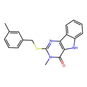 3-methyl-2-((3-methylbenzyl)thio)-3H-pyrimido[5,4-b]indol-4(5H)-one structure
