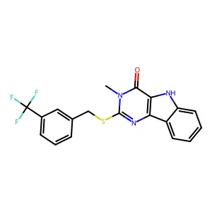 3-methyl-2-({[3-(trifluoromethyl)phenyl]methyl}sulfanyl)-3H,4H,5H-pyrimido[5,4-b]indol-4-one structure