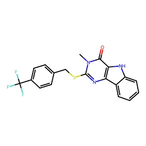 3-methyl-2-((4-(trifluoromethyl)benzyl)thio)-3H-pyrimido[5,4-b]indol-4(5H)-one structure