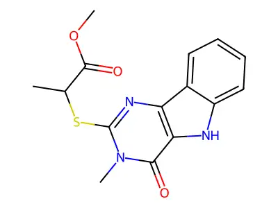 methyl 2-({3-methyl-4-oxo-3H,4H,5H-pyrimido[5,4-b]indol-2-yl}sulfanyl)propanoate structure