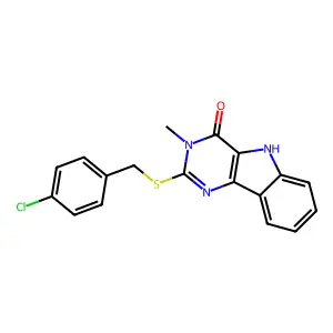 2-[(4-chlorophenyl)methylsulfanyl]-3-methyl-5H-pyrimido[5,4-b]indol-4-one structure