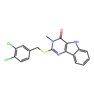 2-((3,4-dichlorobenzyl)thio)-3-methyl-3H-pyrimido[5,4-b]indol-4(5H)-one structure