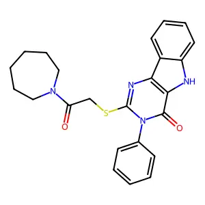 2-((2-(azepan-1-yl)-2-oxoethyl)thio)-3-phenyl-3H-pyrimido[5,4-b]indol-4(5H)-one structure