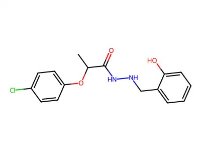 2-(4-chlorophenoxy)-N'-[(2-hydroxyphenyl)methyl]propanehydrazide structure