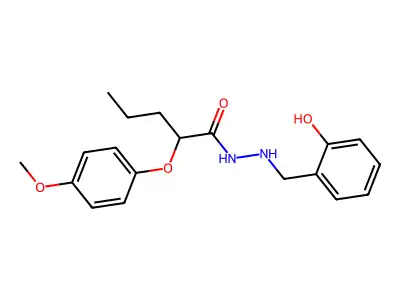 N'-[(2-hydroxyphenyl)methyl]-2-(4-methoxyphenoxy)pentanehydrazide structure