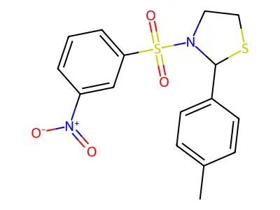 2-(4-Methylphenyl)-3-(3-nitrobenzene-1-sulfonyl)-1,3-thiazolidine structure
