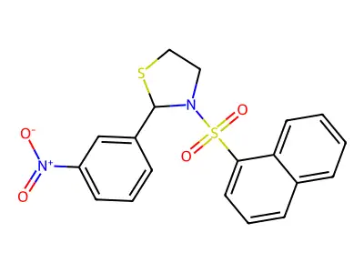 2-{3-Nitrophenyl}-3-(1-naphthylsulfonyl)-1,3-thiazolidine structure