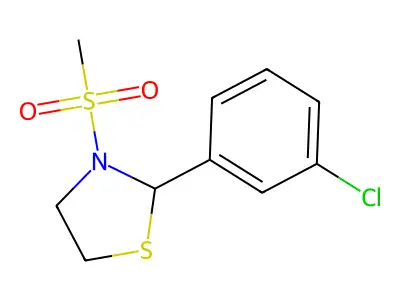2-(3-Chlorophenyl)-3-(methylsulfonyl)-1,3-thiazolidine structure