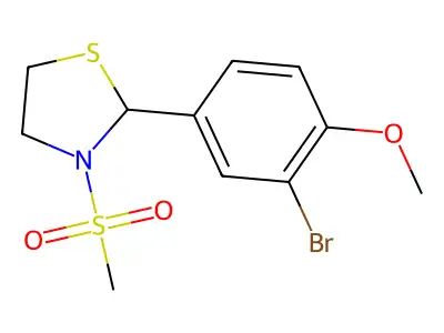 2-(3-Bromo-4-methoxyphenyl)-3-(methylsulfonyl)thiazolidine structure