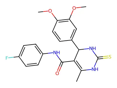 4-(3,4-dimethoxyphenyl)-N-(4-fluorophenyl)-6-methyl-2-thioxo-1,2,3,4-tetrahydropyrimidine-5-carboxamide structure