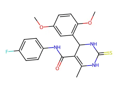 4-(2,5-dimethoxyphenyl)-N-(4-fluorophenyl)-6-methyl-2-thioxo-1,2,3,4-tetrahydropyrimidine-5-carboxamide structure