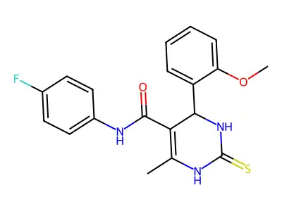 N-(4-fluorophenyl)-4-(2-methoxyphenyl)-6-methyl-2-sulfanylidene-1,2,3,4-tetrahydropyrimidine-5-carboxamide structure