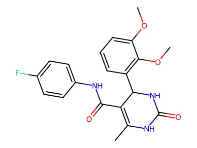 4-(2,3-dimethoxyphenyl)-N-(4-fluorophenyl)-6-methyl-2-oxo-1,2,3,4-tetrahydropyrimidine-5-carboxamide structure