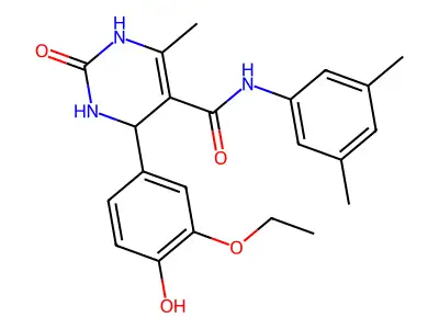 N-(3,5-dimethylphenyl)-4-(3-ethoxy-4-hydroxyphenyl)-6-methyl-2-oxo-1,2,3,4-tetrahydropyrimidine-5-carboxamide structure