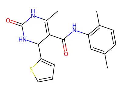 N-(2,5-dimethylphenyl)-6-methyl-2-oxo-4-(thiophen-2-yl)-1,2,3,4-tetrahydropyrimidine-5-carboxamide structure