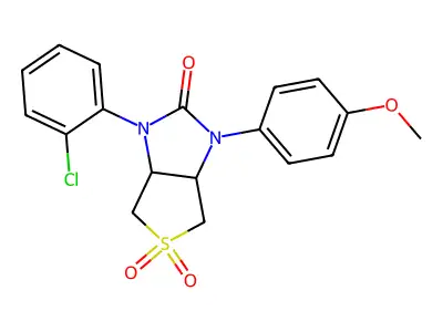 1-(2-chlorophenyl)-3-(4-methoxyphenyl)tetrahydro-1H-thieno[3,4-d]imidazol-2(3H)-one 5,5-dioxide structure