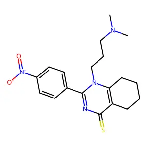 1-(3-(dimethylamino)propyl)-2-(4-nitrophenyl)-5,6,7,8-tetrahydroquinazoline-4(1H)-thione structure