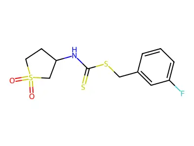 3-Fluorobenzyl (1,1-dioxidotetrahydrothiophen-3-yl)carbamodithioate structure