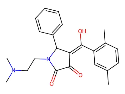 1-(2-dimethylaminoethyl)-4-[(2,5-dimethylphenyl)-hydroxymethylidene]-5-phenylpyrrolidine-2,3-dione structure