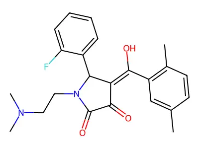 1-(2-dimethylaminoethyl)-4-[(2,5-dimethylphenyl)-hydroxymethylidene]-5-(2-fluorophenyl)pyrrolidine-2,3-dione structure