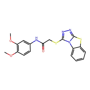 N-(3,4-dimethoxyphenyl)-2-([1,2,4]triazolo[3,4-b][1,3]benzothiazol-3-ylthio)acetamide structure