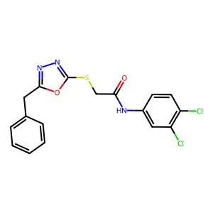 2-[(5-benzyl-1,3,4-oxadiazol-2-yl)sulfanyl]-N-(3,4-dichlorophenyl)acetamide structure