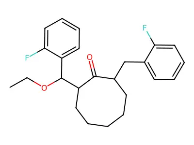 2-(Ethoxy(2-fluorophenyl)methyl)-8-((2-fluorophenyl)methyl)cyclooctanone structure