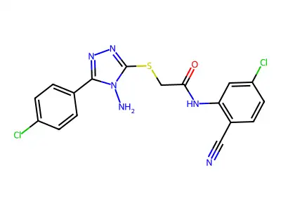 2-[[4-amino-5-(4-chlorophenyl)-1,2,4-triazol-3-yl]sulfanyl]-N-(5-chloro-2-cyanophenyl)acetamide structure