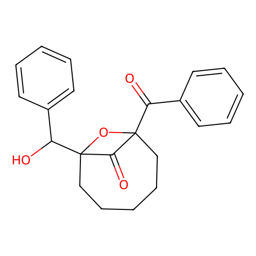1-Benzoyl-7-(hydroxyphenylmethyl)-8-oxabicyclo(5.1.1)nonan-9-one structure